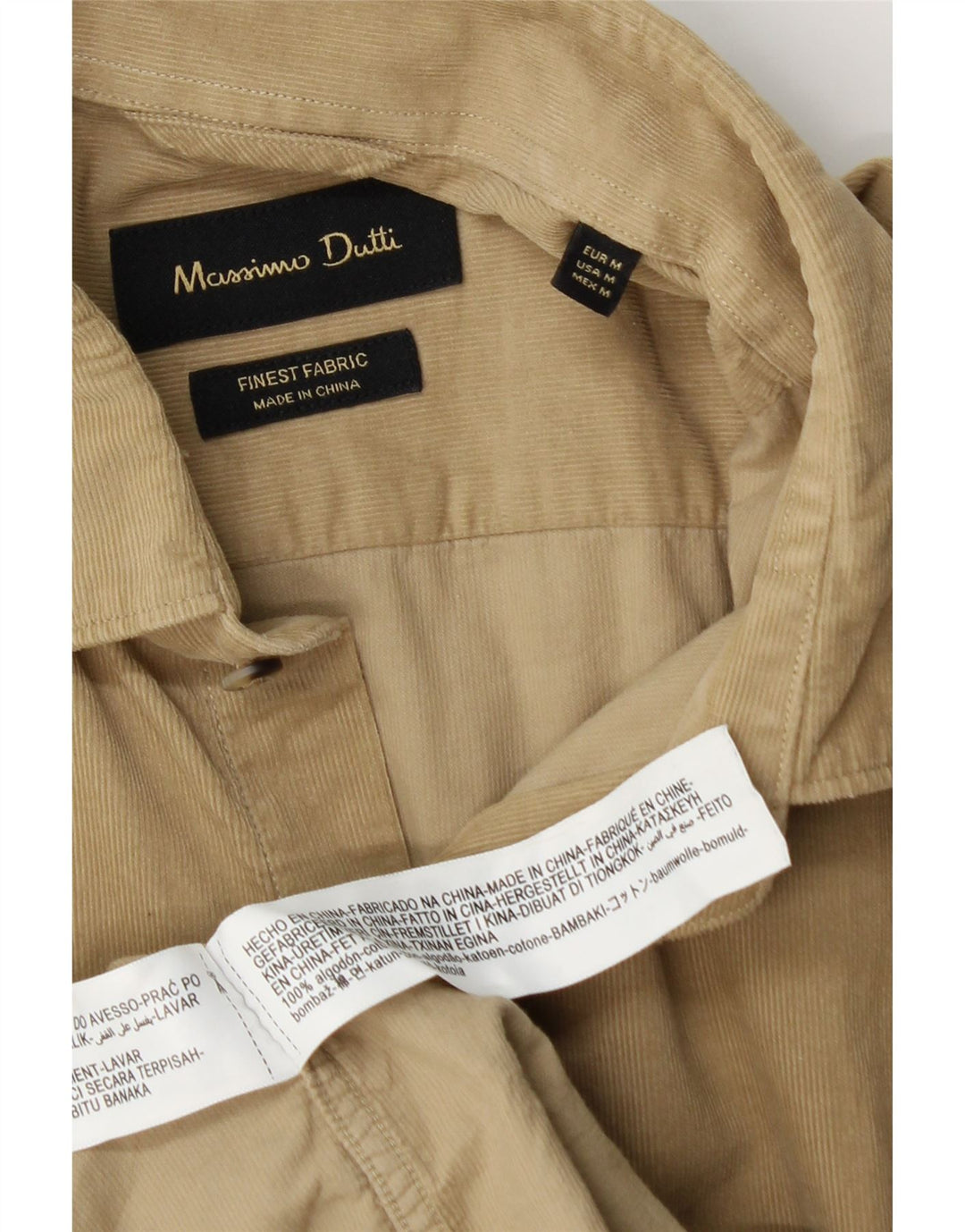 Massimo Dutti Herre fløjlsskjorte Medium Beige Bomuld