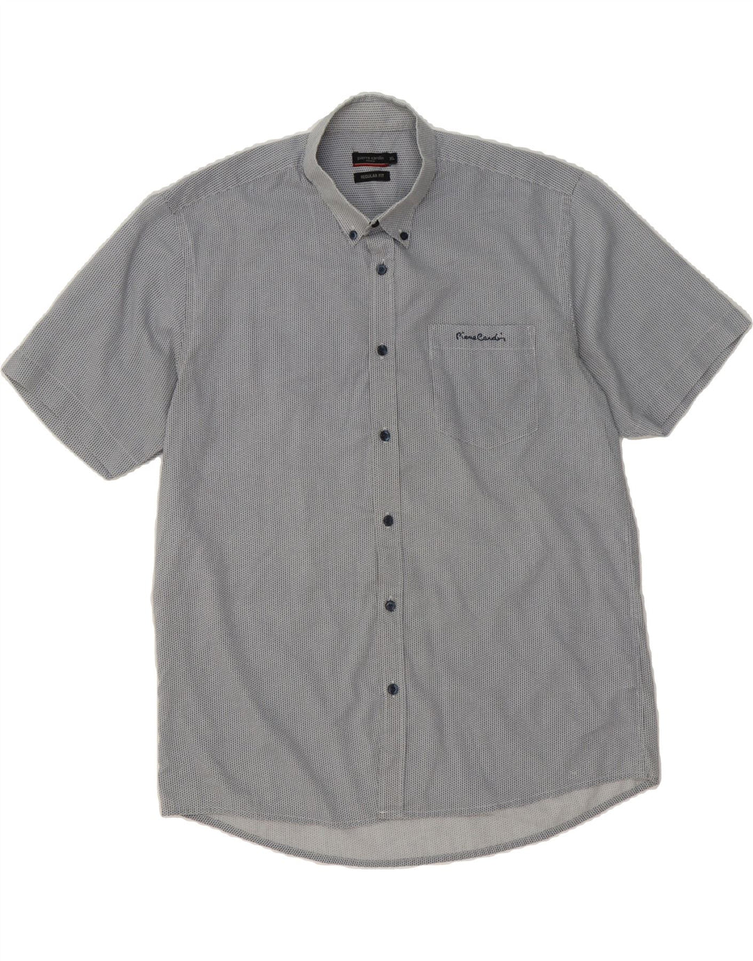 PIERRE CARDIN Mens Regular Fit Short Sleeve Shirt XL Grey Striped Vintage Pierre Cardin and Second-Hand Pierre Cardin from Messina Hembry 