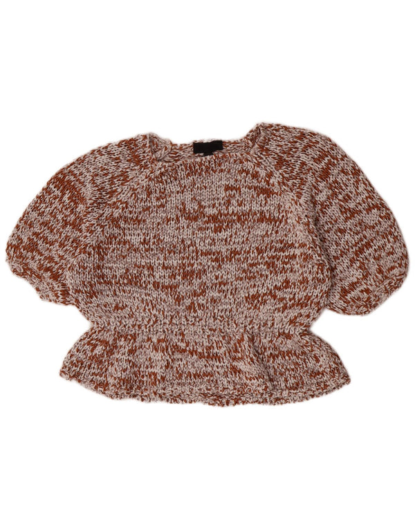 Zara Oversized hæklet bluse Top UK 10 Lille brun bomuld