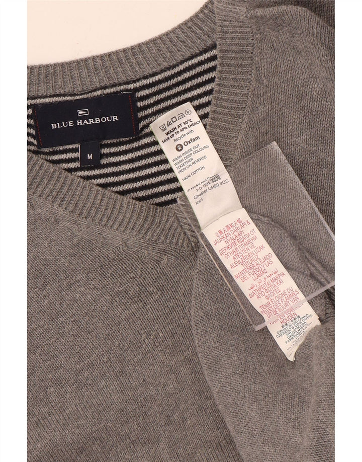 Marks & Spencer Herre Blue Harbor V-hals sweater mellemgrå bomuld