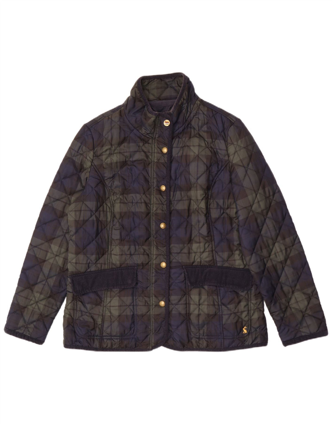Joules Quiltet jakke til kvinder UK 18 XL marineblå ternet polyester