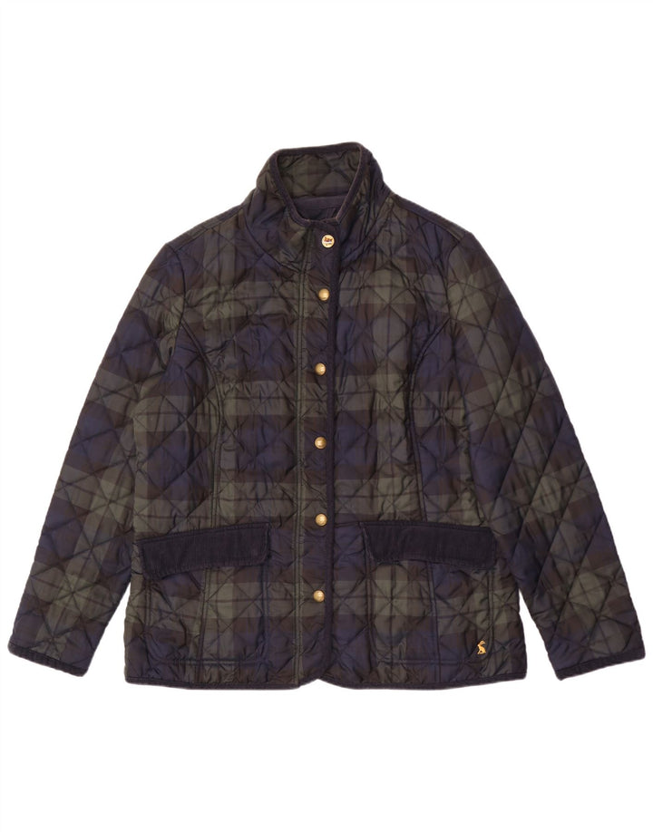 Joules Quiltet jakke til kvinder UK 18 XL marineblå ternet polyester