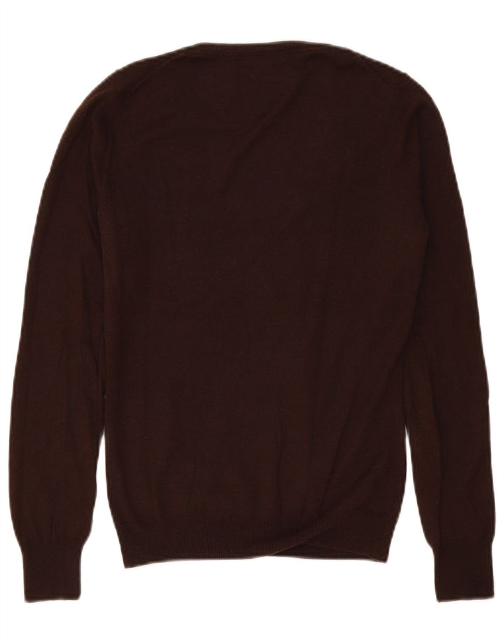 Massimo Dutti Dame V-hals sweater UK 10 Lille brun silke