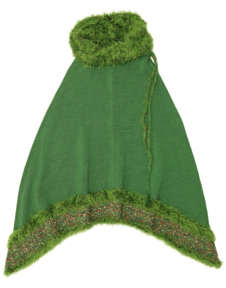Vintage ponchotrøje til kvinder One Size Grøn