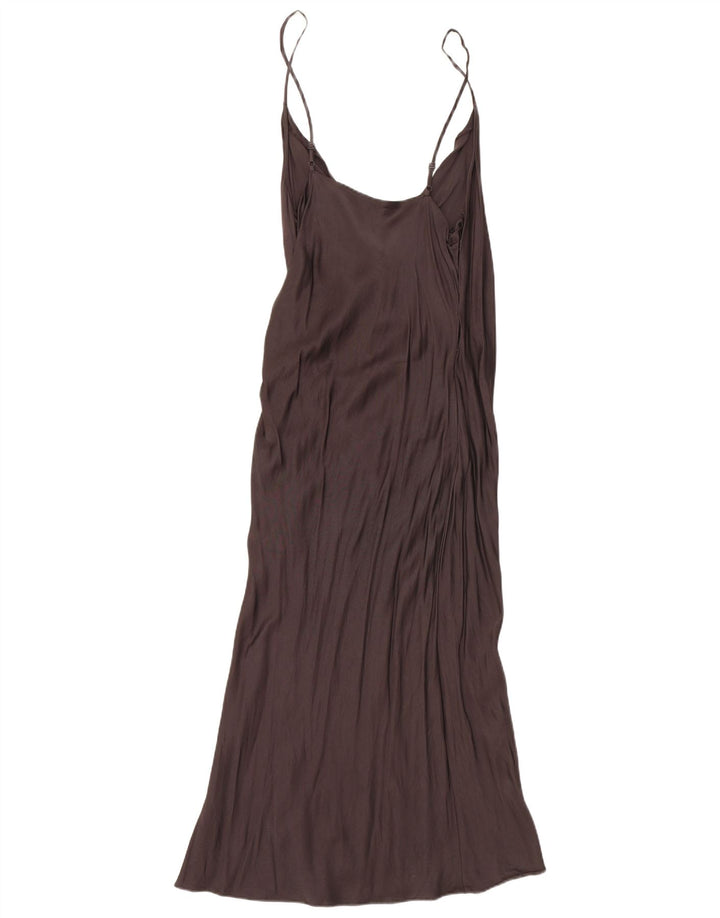Zara Womens Slip Dress UK 16 Large Brown Viscose