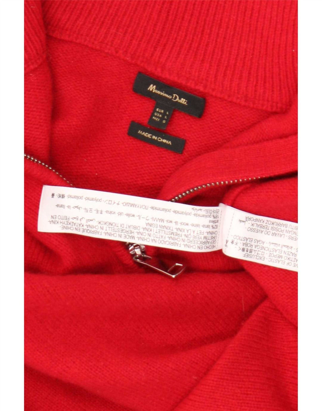 Massimo Dutti Dame Zip Neck Jumper Sweater UK 16 Large Red Wool