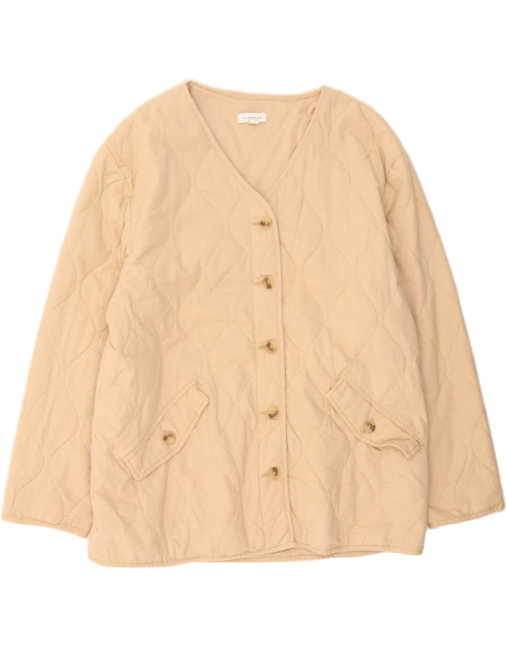 TOPSHOP Womens Oversized Quilted Jacket UK 14 Medium Beige Cotton Vintage Topshop and Second-Hand Topshop from Messina Hembry 