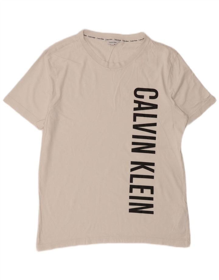 Calvin Klein Herre grafisk T-shirt Top Medium Hvid Bomuld