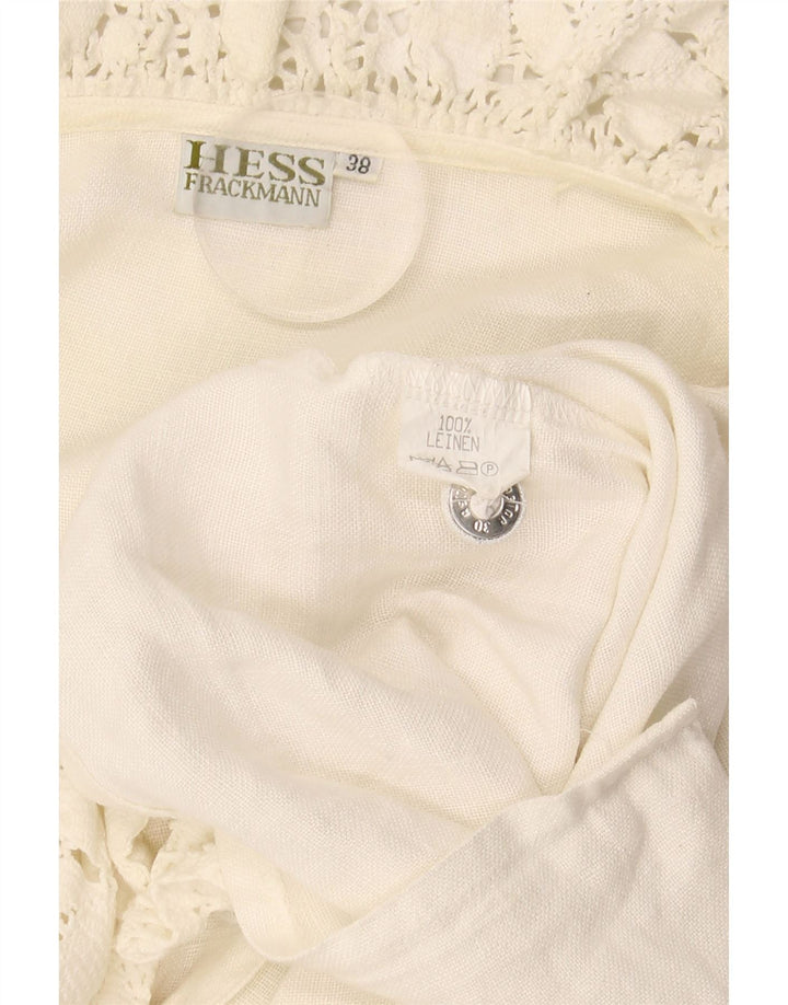 HESS FRACKMANN skjortebluse med 3/4 ærmer til kvinder EU 38 Medium Off White Linned