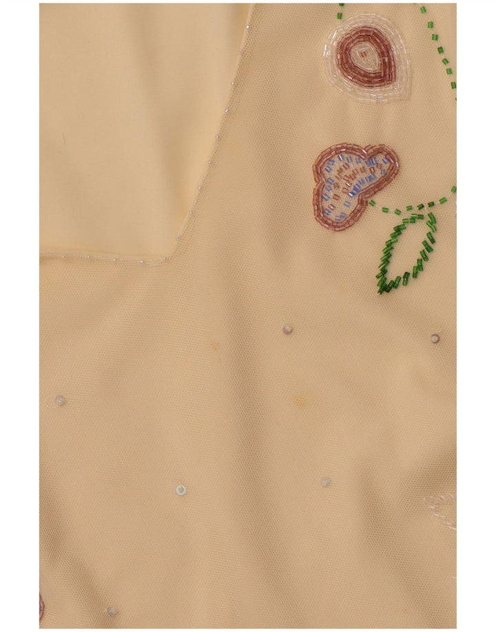 COAST Womens Crop See Through Bluse Top UK 16 Large Yellow Polyester