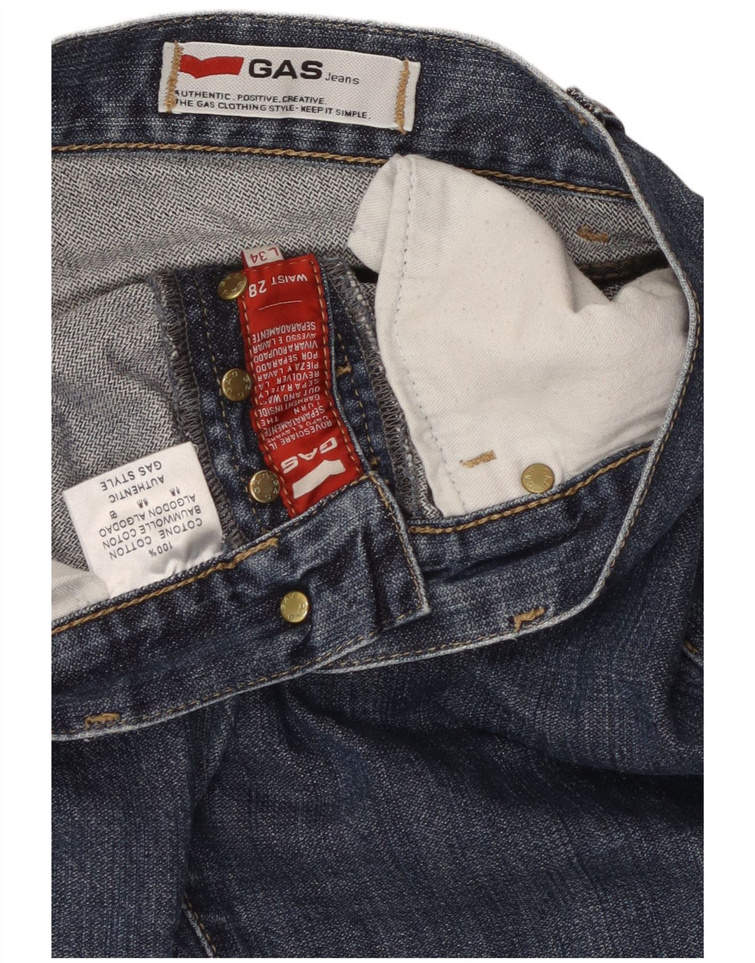 GAS Dame Slim Jeans W28 L34 Blå Bomuld