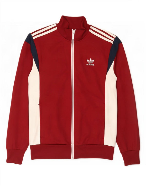 Adidas Mens Tracksuit Top Jacket Medium Burgundy Colourblock