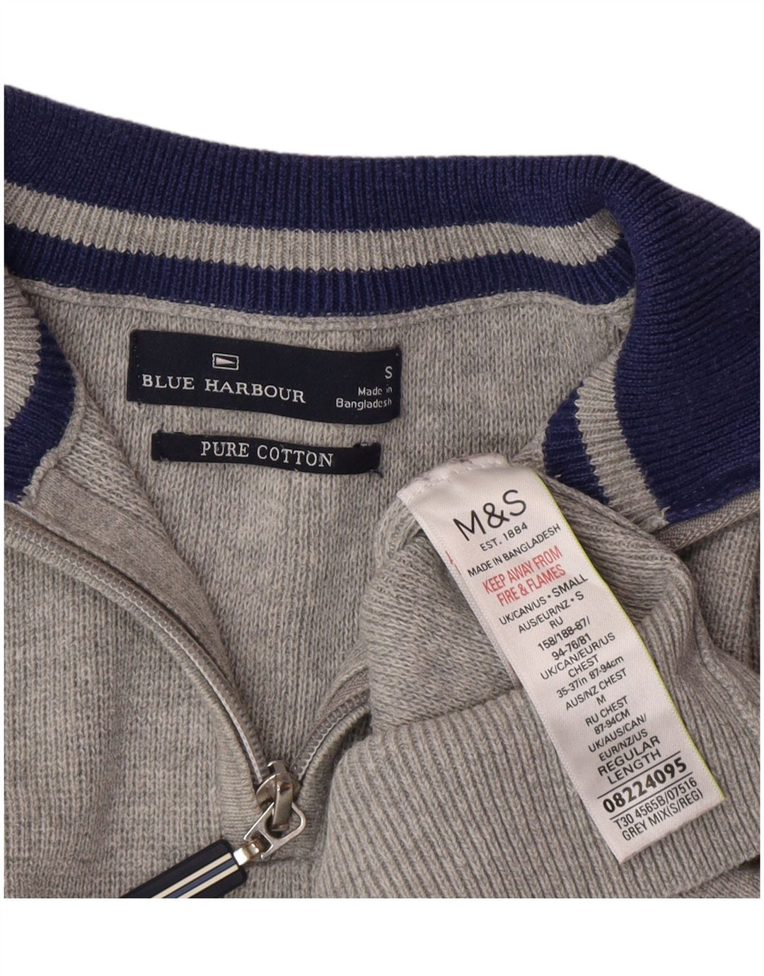 Marks & Spencer Herre Blue Harbor Zip Neck sweater lille grå