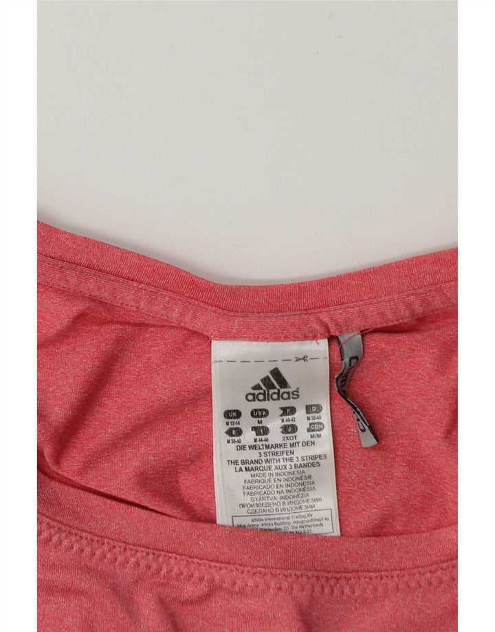 Adidas Grafisk T-Shirt Top UK 12/14 Medium Pink Polyester