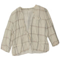 Vintage dame 1-knaps blazerjakke UK 14 Medium Beige Ternet linned