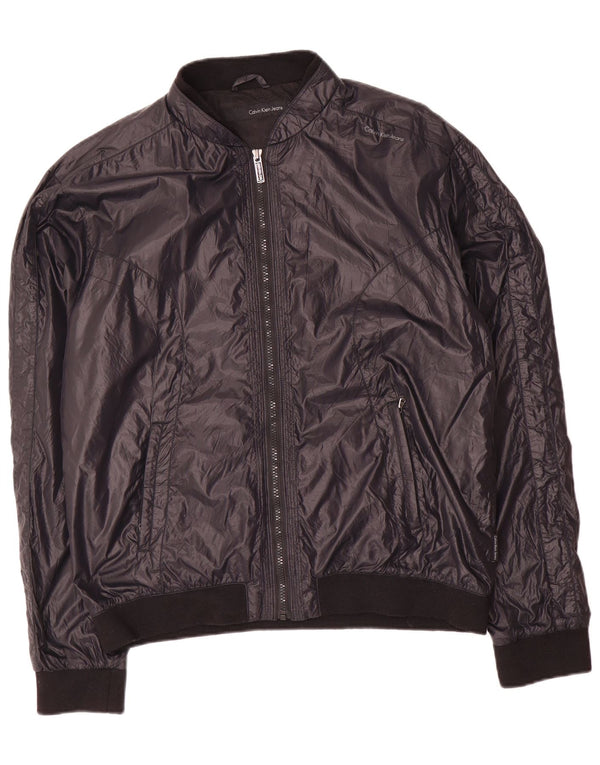 Calvin Klein Jeans Herre Bomber Jacket UK 44 2XL Navy Blue Nylon
