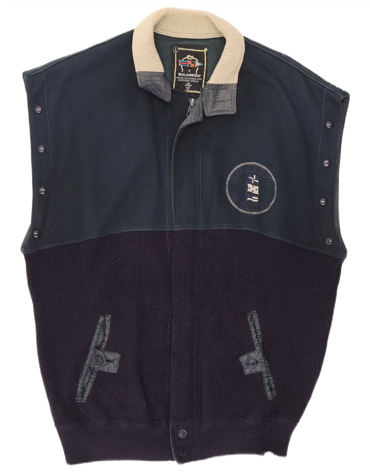 Malagrida Herre ærmeløs cardigan sweater Medium Navy Blue Classic