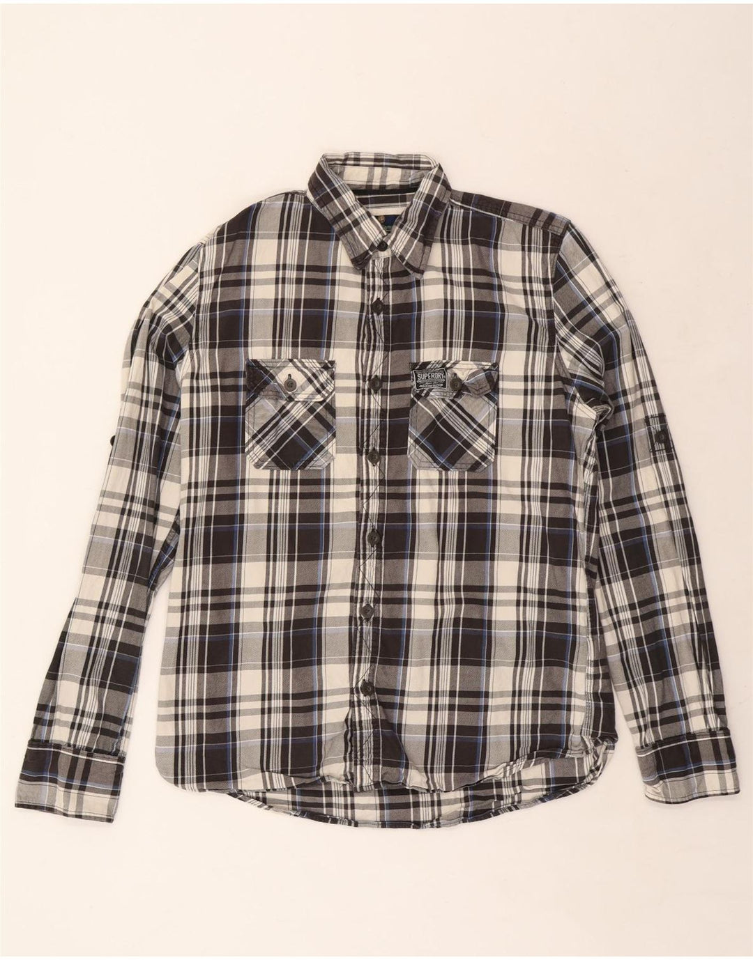 SUPERDRY Flanellskjorte til mænd 2XL Grå Plaid