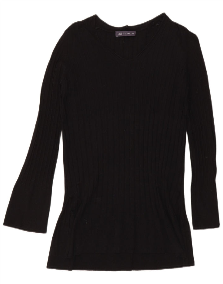Marks & Spencer Dame V-hals sweater UK 8 Small Black Viscose