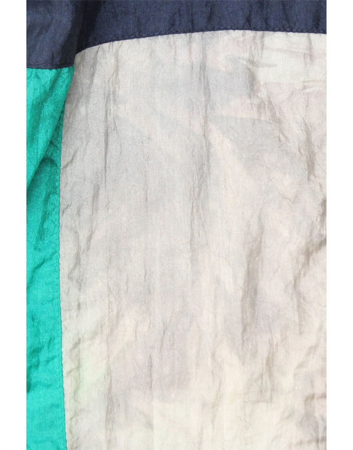 VINTAGE Træningsdragt til mænd, topjakke, stor marineblå farveblok polyamid