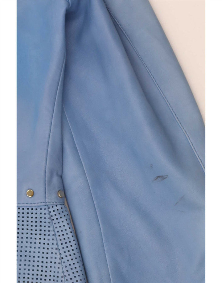 Penny Black Womens Læder Bomber Jacket UK 14 Large Blue Læder