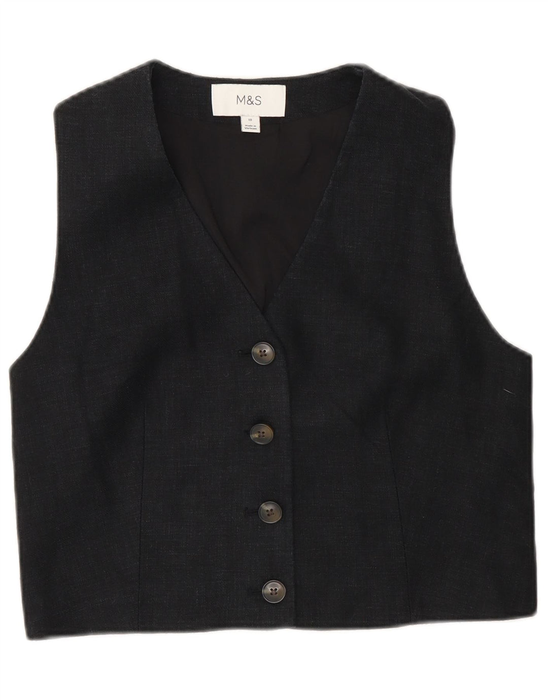 Marks & Spencer Womens Crop vest UK 10 Small Black Linen