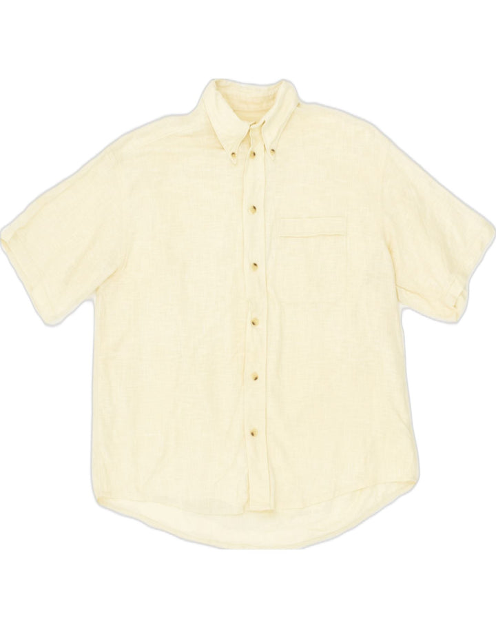FERRE Mens Short Sleeve Shirt Medium Yellow Cotton | Vintage Ferre | Thrift | Second-Hand Ferre | Used Clothing | Messina Hembry 