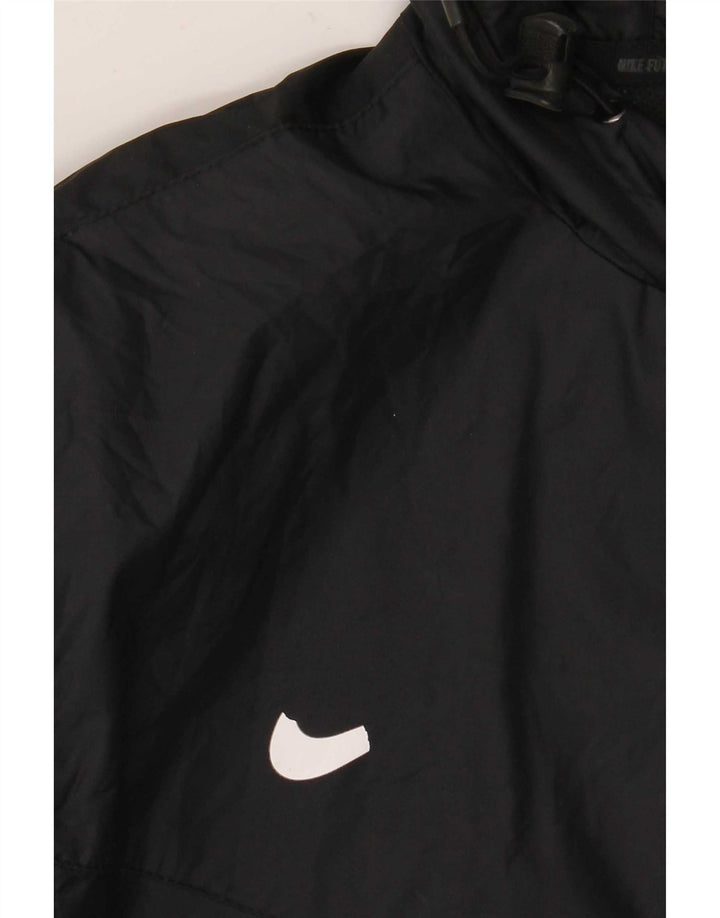 Nike Regnjakke med hætte til mænd UK 38 Medium Sort Nylon