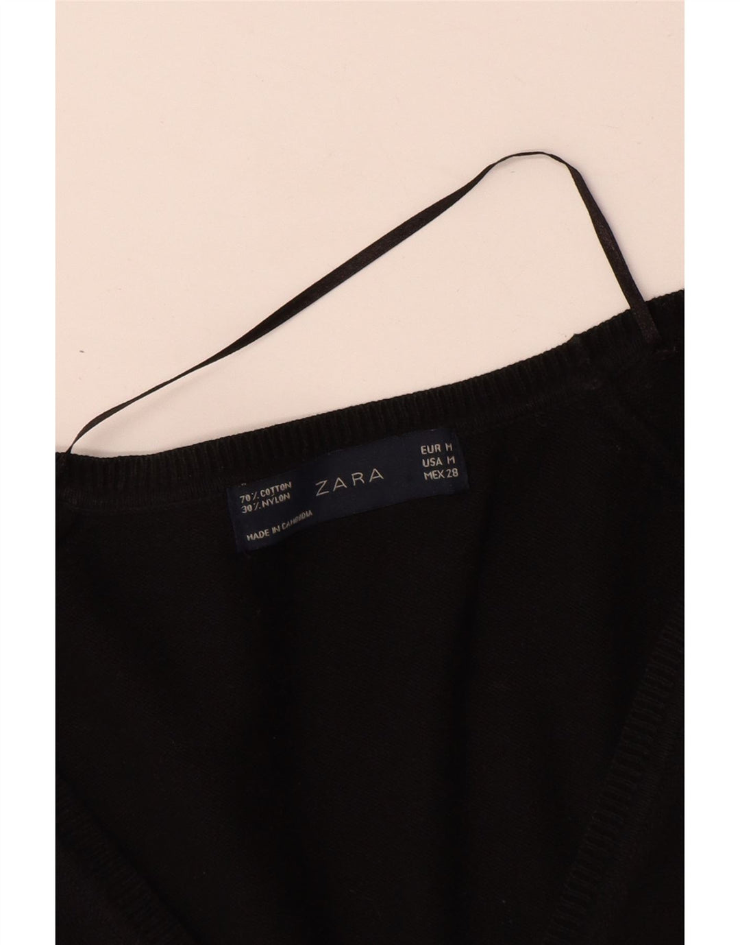 Zara Dame Cardigan Sweater UK 12 Medium Sort Bomuld
