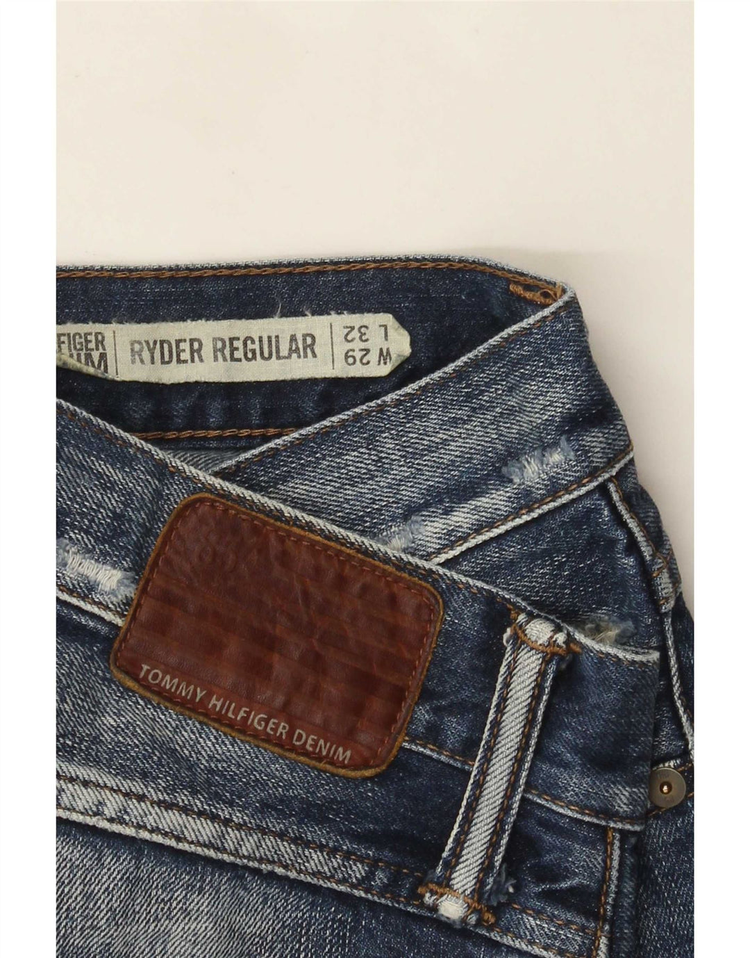 Tommy Hilfiger Dame Ryder Distressed Regular Straight Jeans W29 L32 Blå