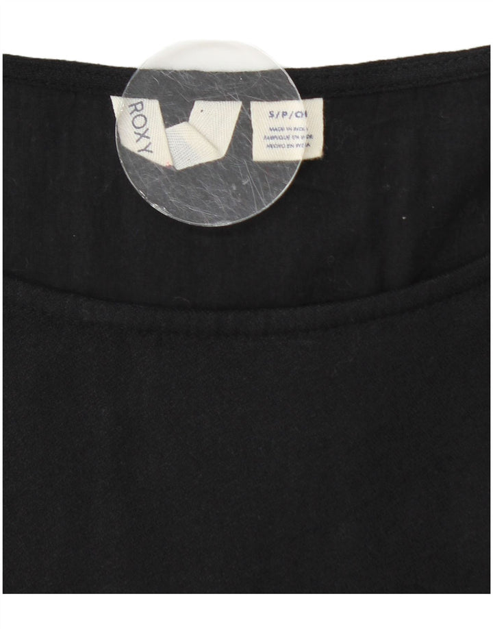 ROXY Langærmet A-line kjole til kvinder UK 10 Lille sort bomuld