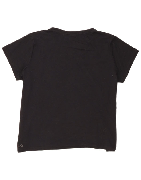 Fila Dame Grafisk T-Shirt Top UK 14 Stor Sort Bomuld