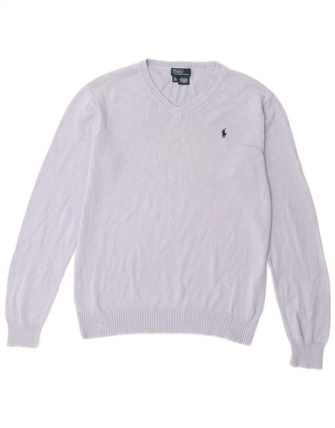 POLO RALPH LAUREN Drenge V-hals sweater 13-14 år XL Blå Bomuld