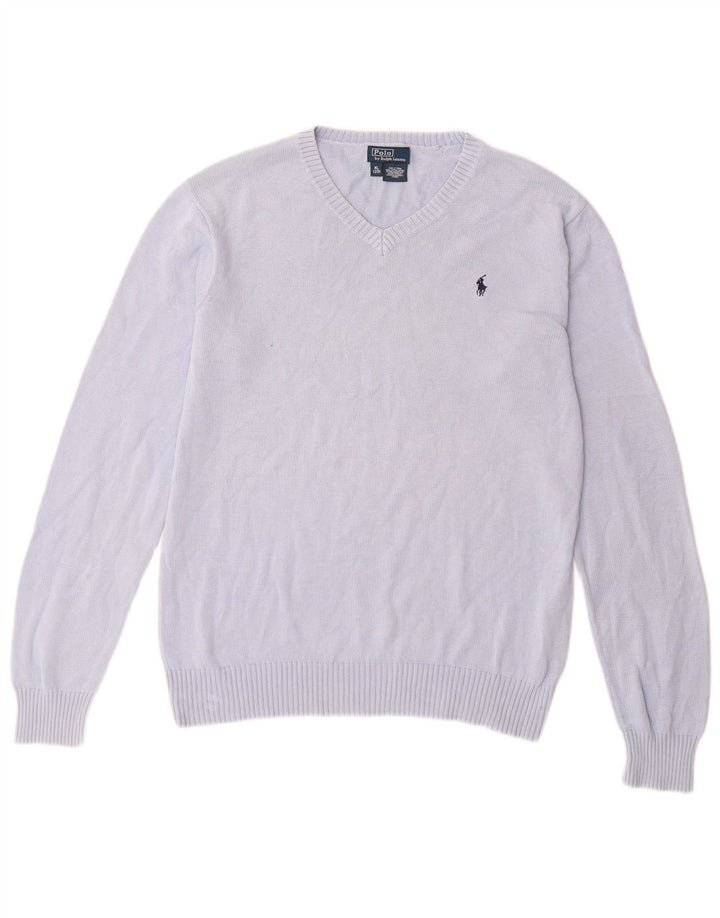 POLO RALPH LAUREN Drenge V-hals sweater 13-14 år XL Blå Bomuld