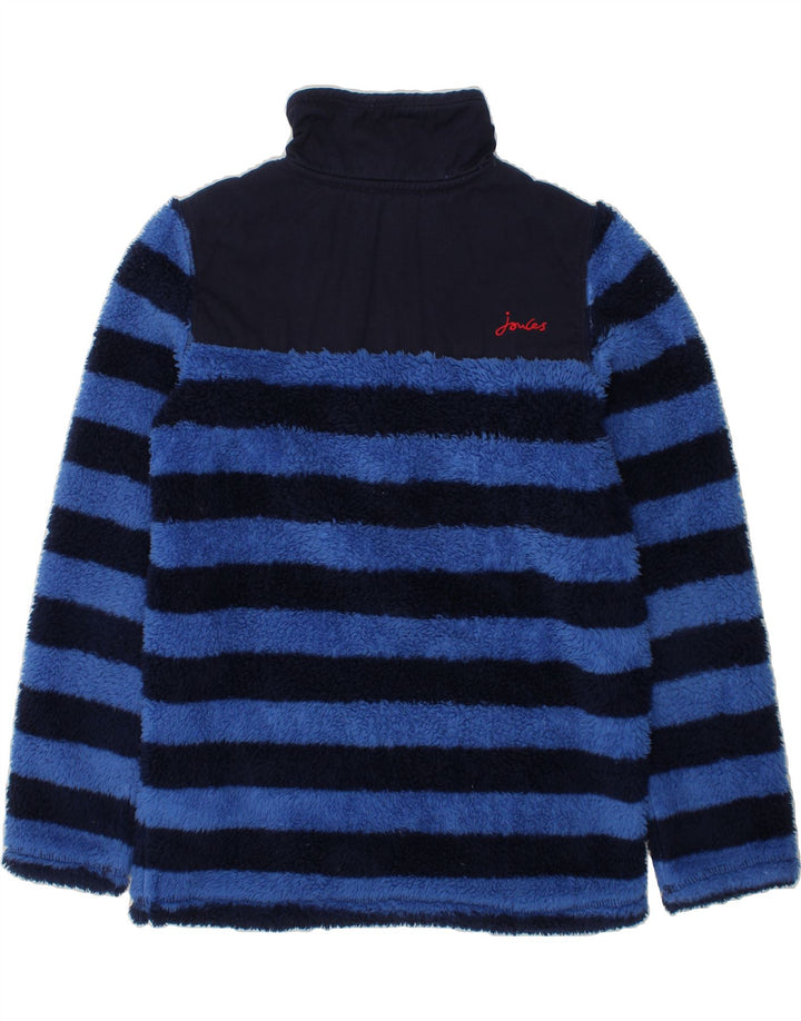 JOULES Boys Zip Neck Fleece Jumper 9-10 Years Navy Blue Striped Polyester Vintage Joules and Second-Hand Joules from Messina Hembry 