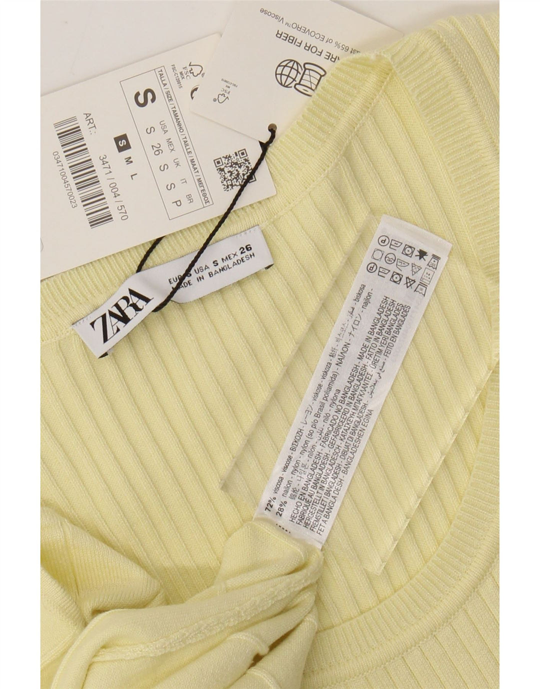 ZARA Dame Maxi Kortærmede Jumper Dress UK 8 Small Yellow Viscose