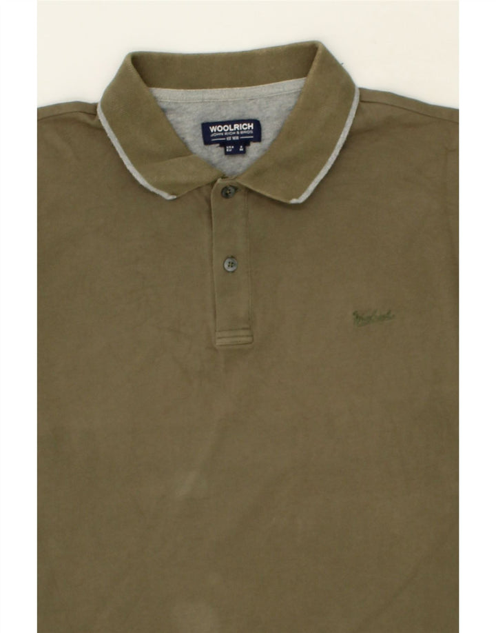 WOOLRICH Mens Polo Shirt Medium Khaki Cotton Vintage Woolrich and Second-Hand Woolrich from Messina Hembry 