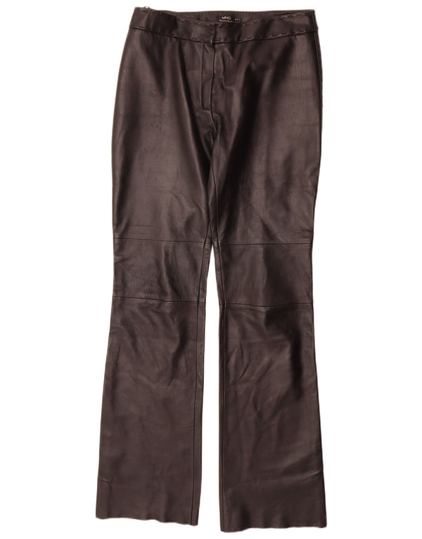 Mango Dame Lige Læderbukser IT 42 Medium W30 L35 Sort