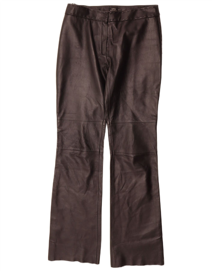 Mango Dame Lige Læderbukser IT 42 Medium W30 L35 Sort