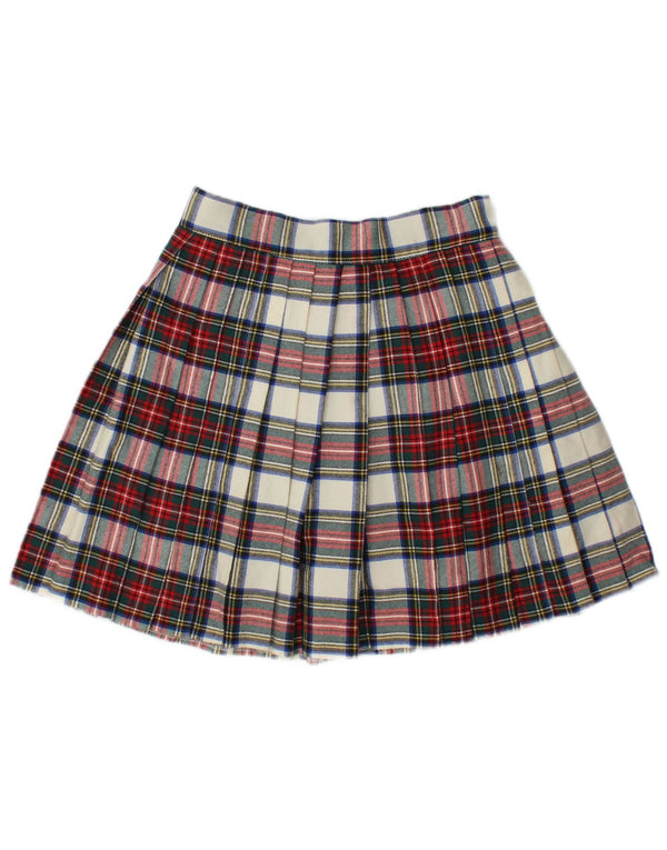 Swish Dame Mini Plisseret Nederdel IT 44 Medium W28 Flerfarvet Plaid Uld