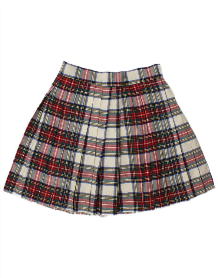 Swish Dame Mini Plisseret Nederdel IT 44 Medium W28 Flerfarvet Plaid Uld