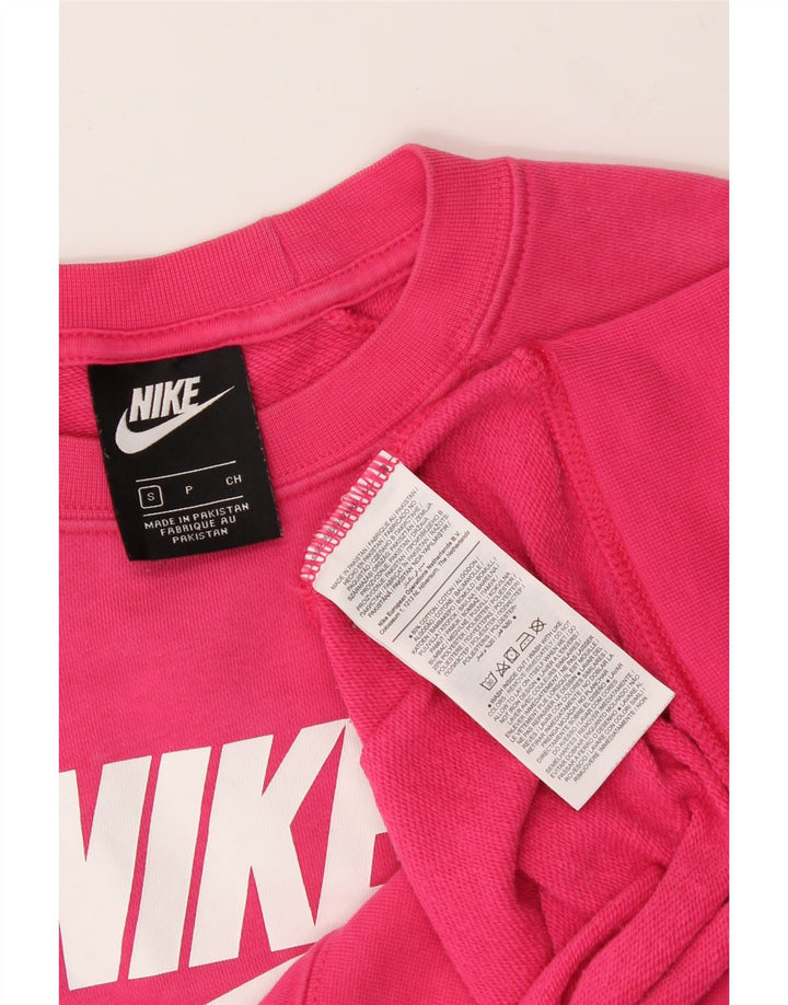 NIKE Womens Oversized Graphic Sweatshirt Jumper UK 10 Small Pink Cotton Vintage Nike and Second-Hand Nike from Messina Hembry 