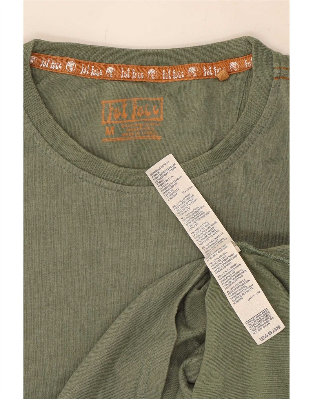 Fat Face Herre grafisk T-shirt Top Medium Grøn Bomuld