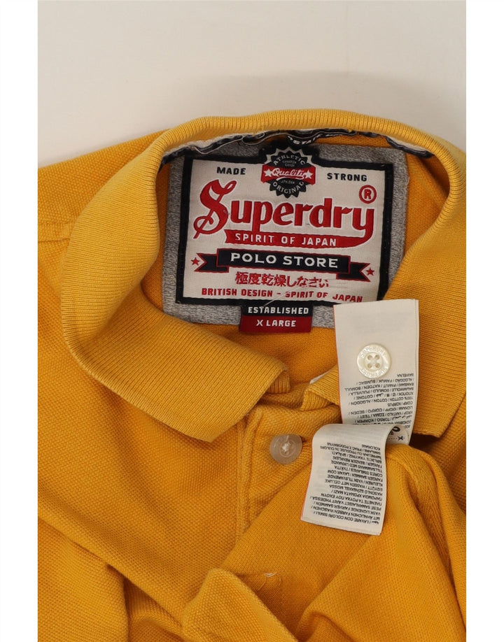 Superdry grafisk poloshirt til mænd XL gul bomuld