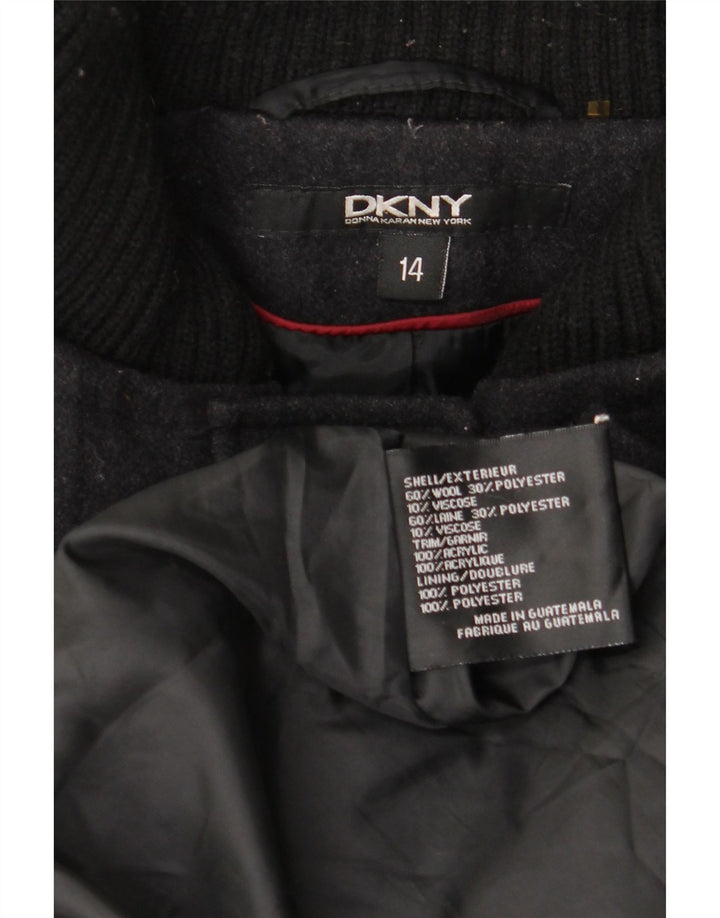 Dkny Dame Hætteoverfrakke US 14 XL Grå Uld