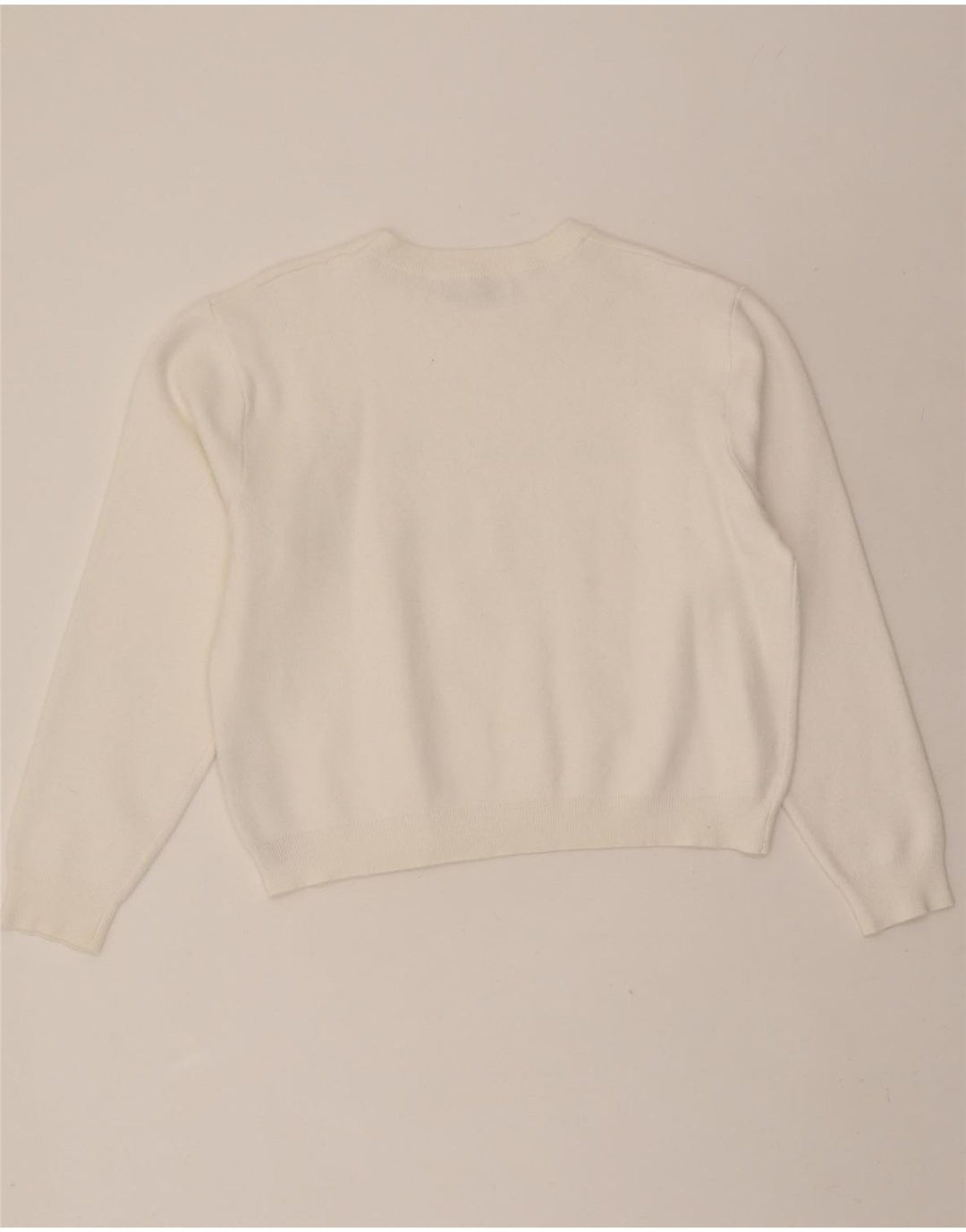 ZARA Womens Oversized Graphic Boat Neck Jumper Sweater UK 10 Small White Vintage Zara and Second-Hand Zara from Messina Hembry 