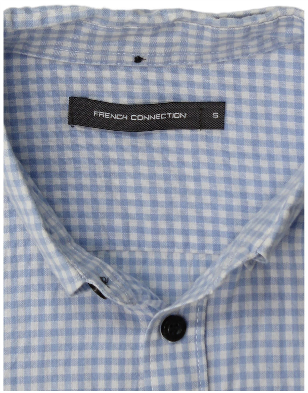 FRENCH CONNECTION Mens Short Sleeve Shirt Small Blue Gingham Cotton