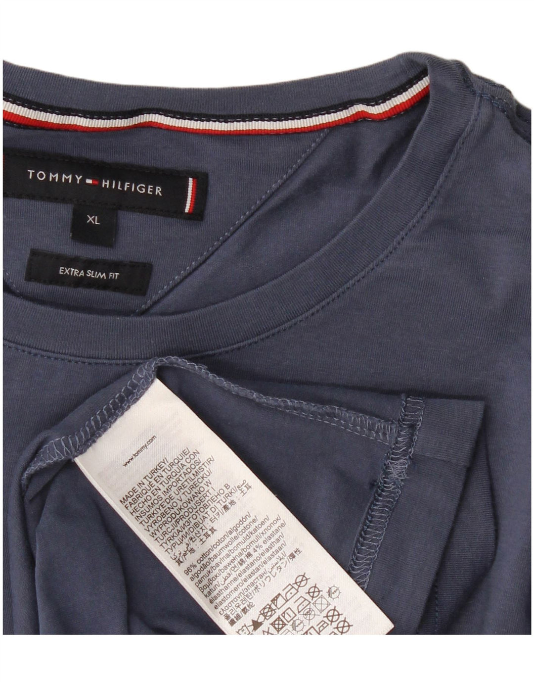 TOMMY HILFIGER Herre Extra Slim T-Shirt Top XL Marineblå Bomuld
