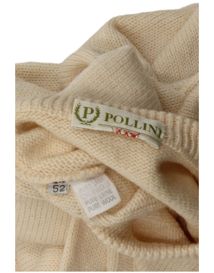 Pollini Herre Crew Neck Jumper Sweater IT 52 Stor Beige Uld