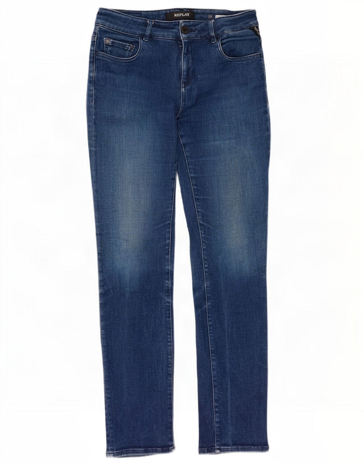Replay Dame Slim Jeans W28 L30 Blå Bomuld